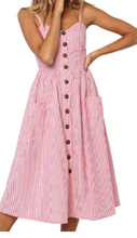 Load image into Gallery viewer, Button Striped Print Dress