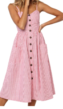 Button Striped Print Dress